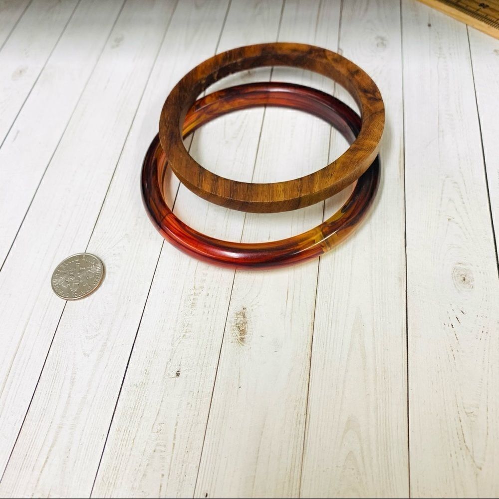 Wood and Acrylic Amber Swirl Bangles‎